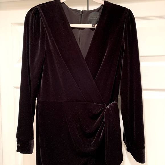 Alex Marie Black Velvet Midi Dress Size 6 - Picture 2 of 6